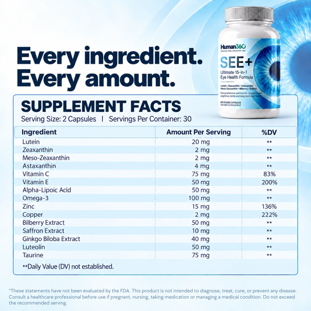 SEE+ Capsules — 15-in-1 Eye Nutrition